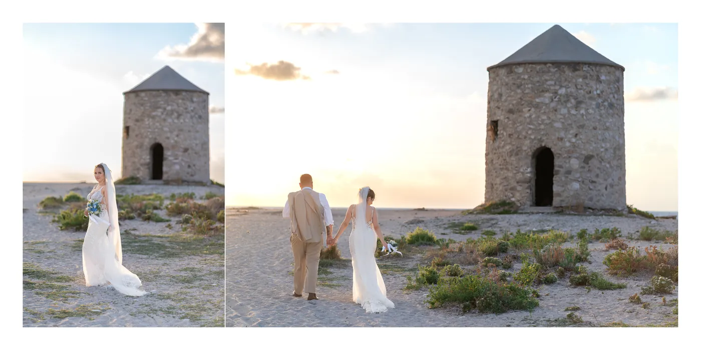 Una doppia pagina aperta di un album di matrimonio: pagina sinistra e destra insieme